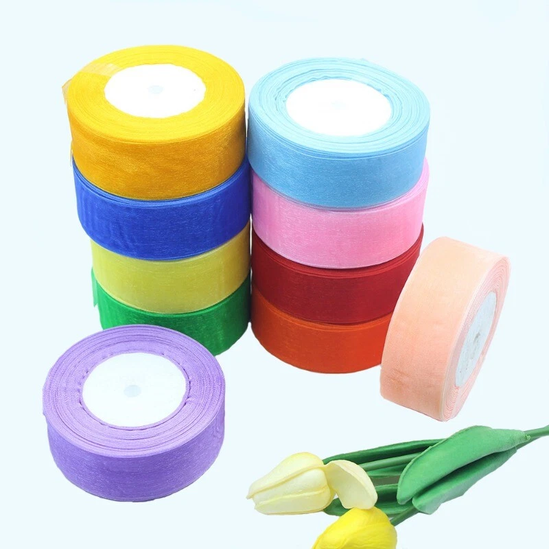 Cinta de malla de cinta de organza transparente borde tejido 1 rollo borde de tul 50 yardas Foto 3 de 4