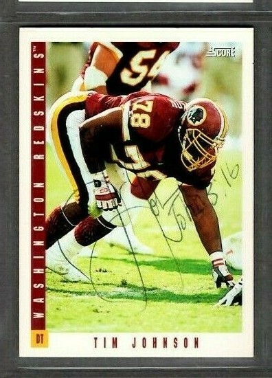 1993 Score Football Card #397 Tim Johnson Redskins Signed Autograph