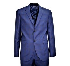 Alessandro Gilles Men's Blue Check Slim Fit Dress A222 0166 Size 50