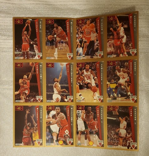 Chicago Bulls 1 Sheet uncut of 12 NBA Fleer 92 Cards Back to Back Used Near mint - 第 1/3 張圖片