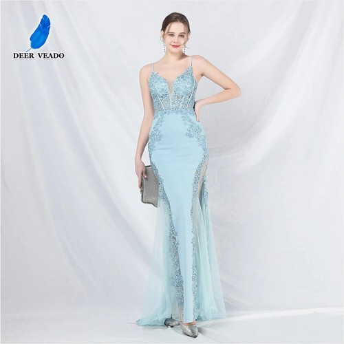 V Neck Evening Dress Woman Elegant Strap Formal Dresses Satin Prom Party Dress - Picture 1 of 29