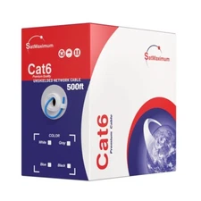 CAT6 Ethernet Cable 500FT 23AWG CCA Network Solid Bulk Wire, Easy Pull Box, Blue