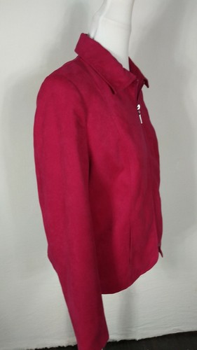 Alia Womans Sz 10 Fusia Pink Faux Suede Lt Weight Unlined Jacket S63 - Picture 7 of 12