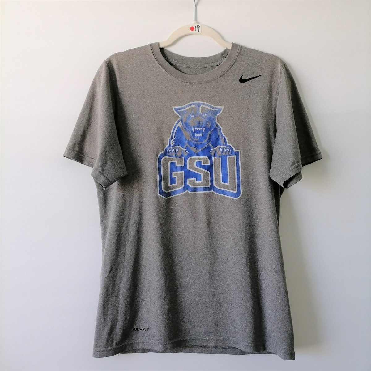 Nike Dri Fit GSU Mens Grey Short Sleeve Round Neck Graphic T Shirt 