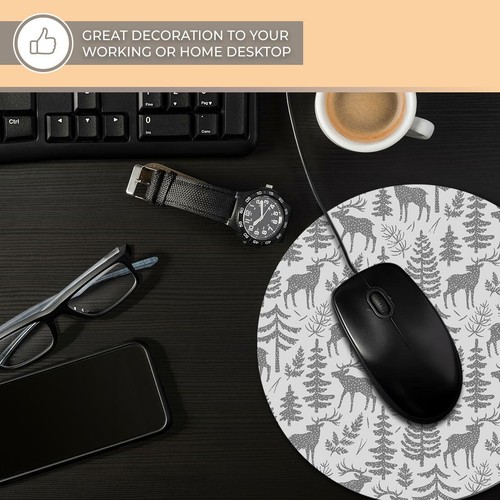 Round Mouse Mat (bw) - Winter Forest Deer Reindeer #36453 - 第 7/8 張圖片