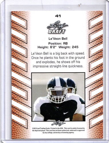 2013 Leaf Draft #41 Le'Veon Bell - Picture 2 of 2