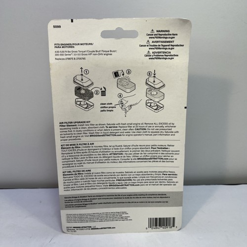 Kit Aggiornamento Filtro Aria Briggs & Stratton Parte # 5099 Motori Non OHV 3.0-5HP NUOVO - Foto 4 di 5
