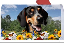Black and Tan Coonhound Summer Flowers Mail Box Cover