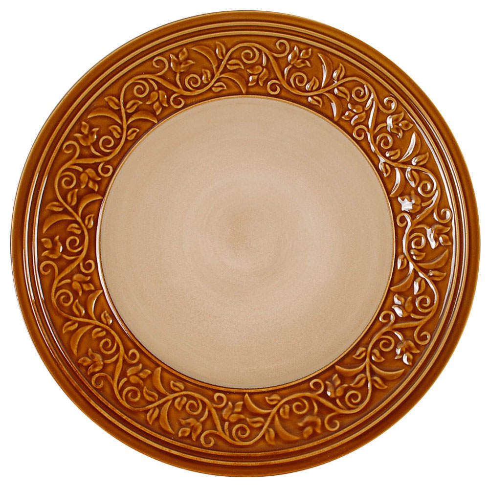 Gibson Designs Villa Adriana Tan Chop Plate  9499576
