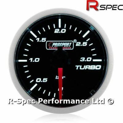 52 mm Prosport Super White Turbo Diesel 3 Bar Boost Gauge Kit - TD TDI Diesel