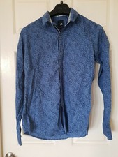 YD Blue Black Paisley Patterned Mens Dress Shirt Size M C48