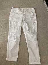 Chico s The Slim Crop Cargo Pants White 10