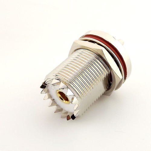 UHF Female SO239 w/Nut Bulkhead Crimp for RG174 RG316 LMR100 Cable RF Connector - Zdjęcie 2 z 9