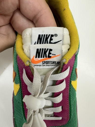 Sacai x Nike LD Waffle Pine Green Childrens Sneakers Size 1Y BV0073-301 - Picture 13 of 16