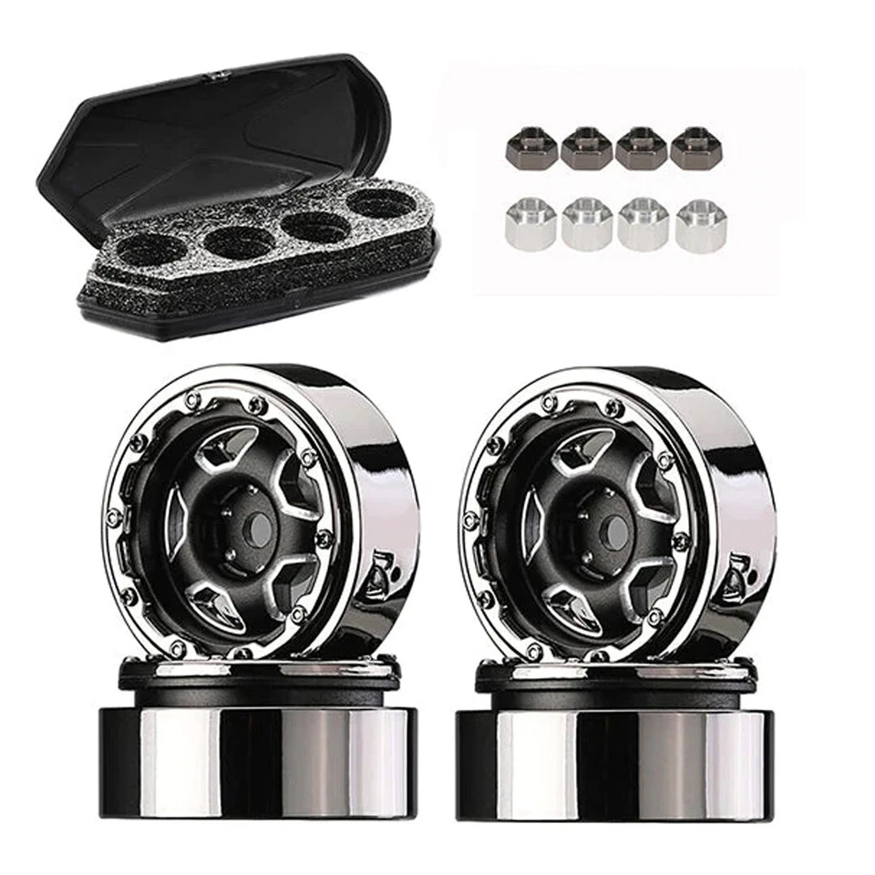 GPM Aluminum 1.0 Inch Alloy Beadlock Wheel Rims Set Black (Star) for 1/18 TRX4M - Image 2 of 4
