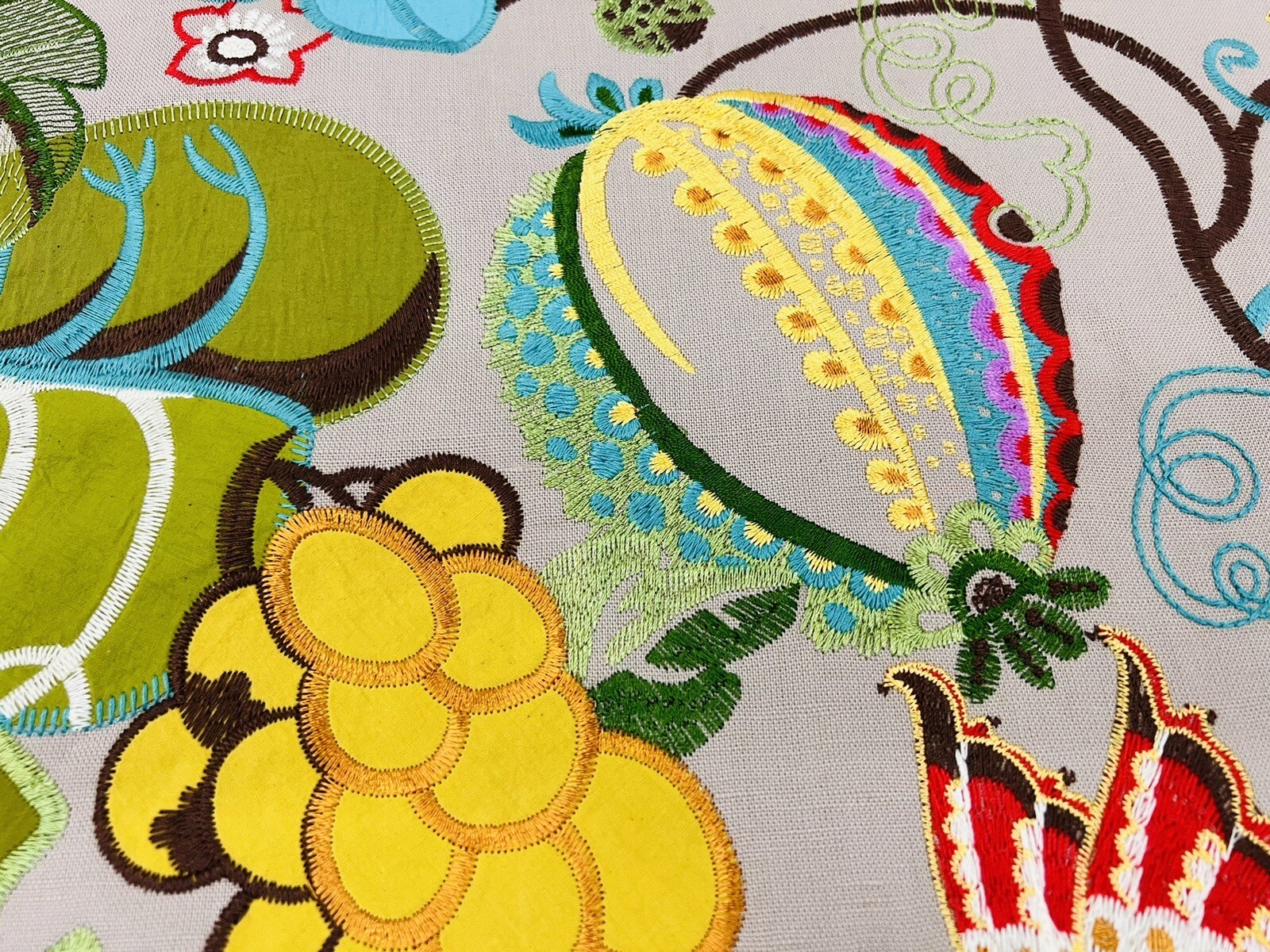 GP & J Baker Floral Applique Embroidery Fabric Botanical Garden Magenta 0.75 yd eBay