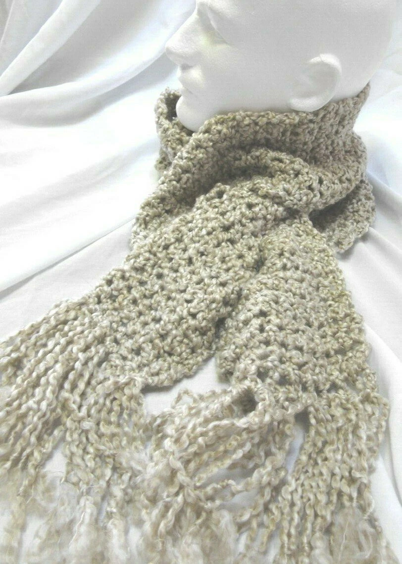 Beige Scarf 90x6 Wide & Long Chunky Handmade Crochet Hand Knit OOAK Gift NWT
Opens in a new window o