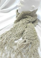 Beige Scarf 90x6 Wide  Long Chunky Handmade Crochet Hand Knit OOAK Gift NWT
