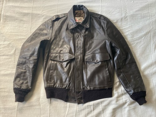 Vintage SEARS The Leather Shop FLIEGERJACKE braun 40 HOCH Moto COP Bomber G-1 - Bild 2 von 23
