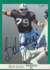BOB GOLIC OAKLAND RAIDERS  SIGNED 1991 FLEER CARD #108