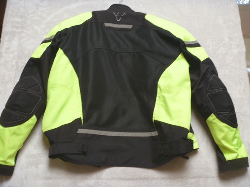 Pilot Moto Sports Motorcycle Jacket Men's Size L Yellow Black Reflective Mesh - Picture 16 of 22