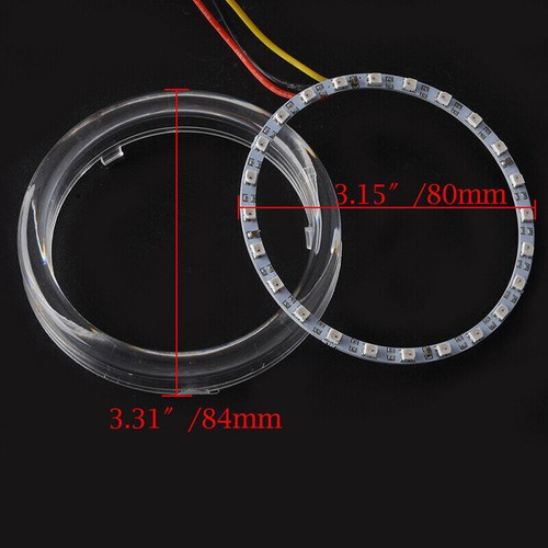 Pair RGB LED Demon Angel Eyes Halo Rings BT APP Control Headlight Projector 80mm - Picture 4 of 11