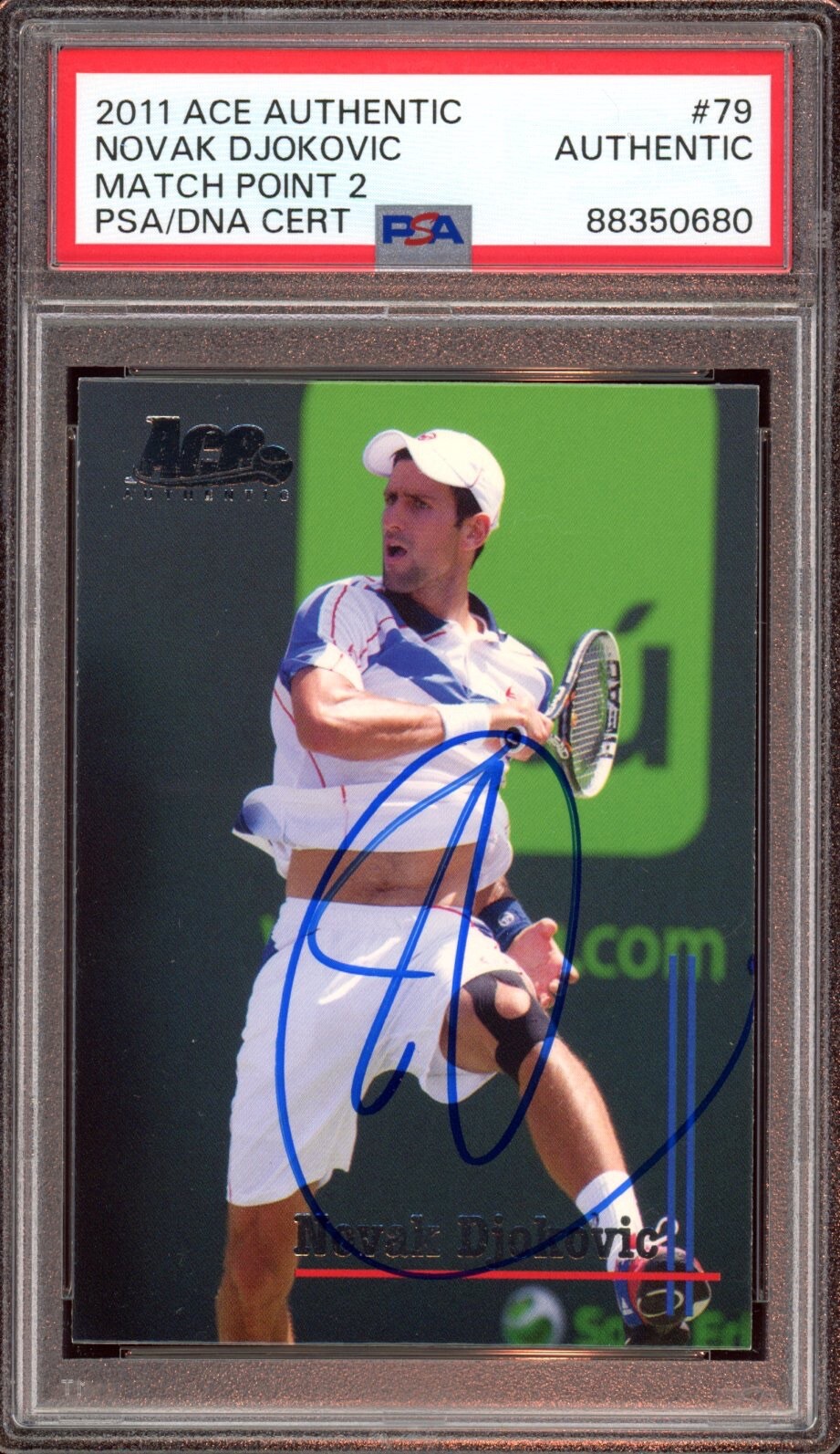 2011 Ace Authentic #79 Novak Djokovic Signed MatchPoint 2 Card Auto Psa/Dna Dual