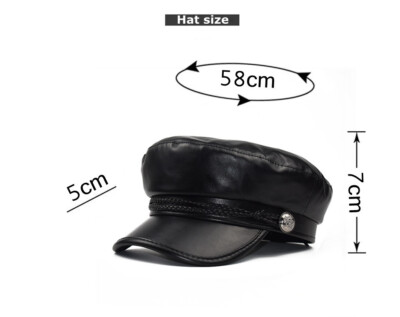 PU Leather Military Beret Hat Women Fashion Octagonal  display picture 3