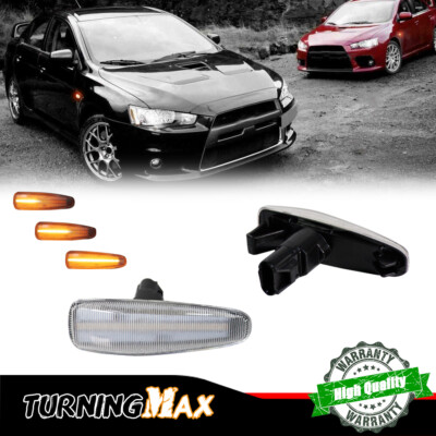 Clear Lens Amber LED Front Side Marker Lights For Mitsubishi Lancer EVO X Mirage