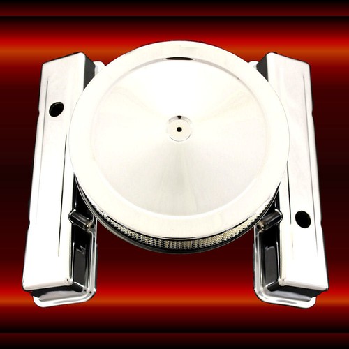 Chrome Matching Valve Covers and Air Cleaner For SB Chevy 327 350 383