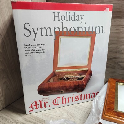 Mr. Christmas Holiday Symphonium Wooden Music Box with Discs NEW