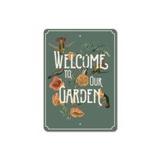Welcome to Our Garden Sign, Garden Decor, Garden Lover Aluminum Metal Decor Sign