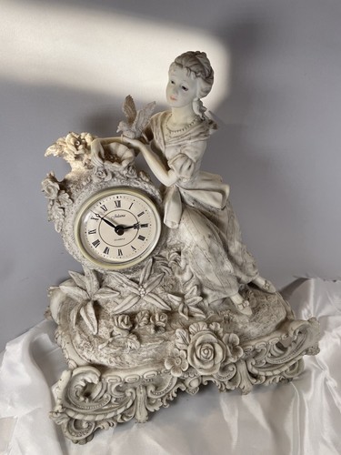 Mantle Clock Antique Style Battery Operated 2001 Crosa Shabby Chic Renaissance - 第 13/13 張圖片