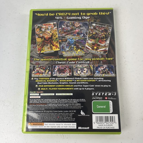 Williams Pinball Classics Microsoft Xbox 360 PAL Complete + Manual - Picture 2 of 6
