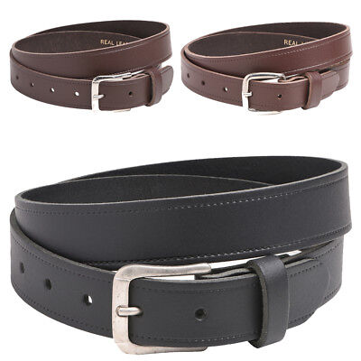 Mens Ladies Genuine UK Made Leather Belt Slim Thin Black Brown Tan Small to 3XL