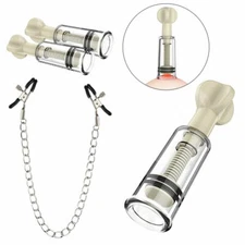 Nipple Clamps And Nipple Suckers Set With Chain Clip Enhancer BDSM Metal Sex Toy