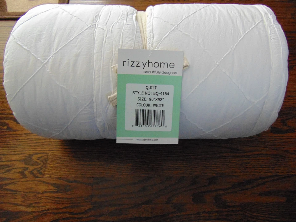 RIZZY HOME EDREDÓN BLANCO TALLA:90"X92" NUEVO Foto 3 de 3