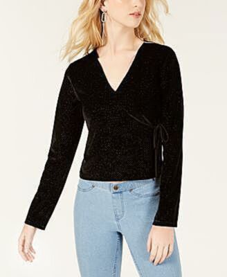 Belle Du Jour, Glitter Velvet Wrap Top, Juniors Size S & M