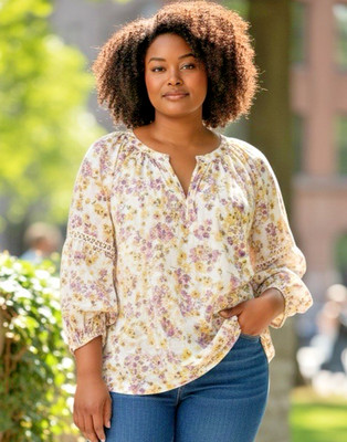 Zac & Rachel Top Blouse Womens 3X Floral Hippie Boho Cottagecore Artsy Peasant
