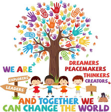 156PCS Classroom Tree Bulletin Board Decorations Set Together We Can Change the