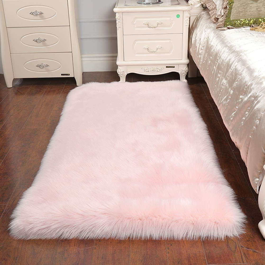 Super Soft Faux Area Rug for Living Room and Bedroom 23.6 X 35.4 Inch Pink