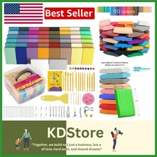 50-Color Polymer Clay Art Kit with Sculpting Tools for All Ages