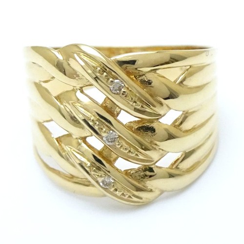 18K Yellow Gold ring Diamond 0.02ct Size 5.75 /65039 - Picture 3 of 9