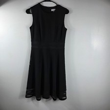 Calvin Klein Black Sleeveless Sheath Dress Mesh Trim Size 4
