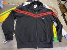 Vintage Wilson Track Jacket Mens L Black Red Stripe Full Zip Tennis Retro Gym