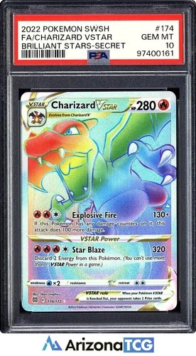 Pokemon 2022 Charizard VSTAR 174/172 Rainbow SR Brilliant Stars GEM MINT PSA 10