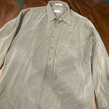 Pierre Cardin Men's Gray Striped Dress Shirt L Long Sleeve w/ Pockets