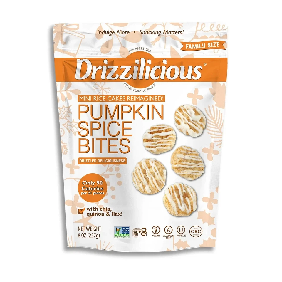 (PACK OF 3) Drizzilicious Pumpki Spice Mini Rice Cakes, 8 oz (LIMITED STOCK )