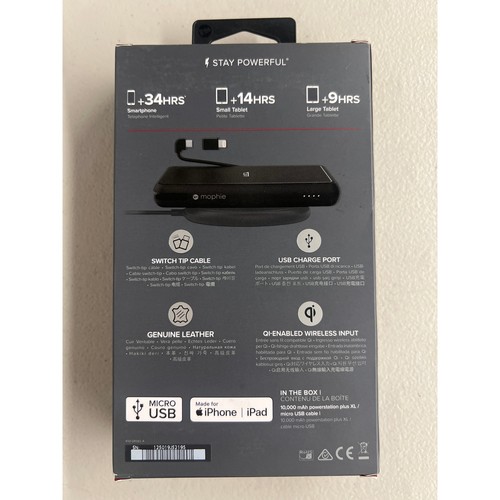 Neuf W / Boîte Tumi Powerstation Plus XL Chargeur Portable W/Intégrée Bouton Tip - Photo 2 sur 4