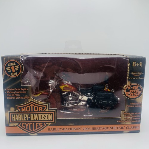 RC Ertl Serie 1 Harley Davidson 2003 Heritage Softail Classic Maßstab 1:18 Neu - Bild 6 von 10